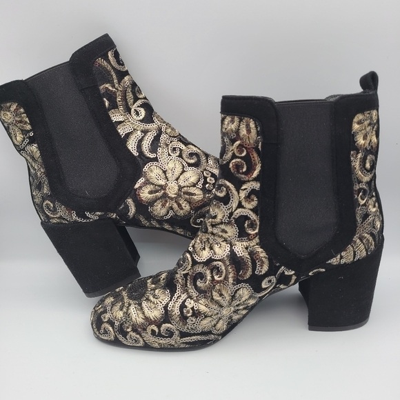 Stuart Weitzman Women's Sz 6.5 M Mediate Sequins Embroidered Metallic Bo… - Picture 5 of 11